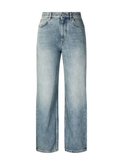 Wide-Leg Jeans mit Anagram-Stickerei Mittelblau