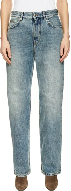 Wide-Leg Jeans mit Anagram-Stickerei Mittelblau