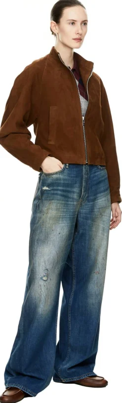Wide-Leg Jeans Mittelblau