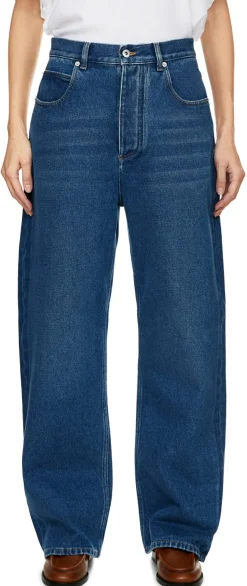 Wide-Leg Jeans Mittelblau