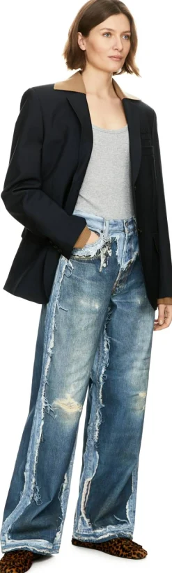 Wide-Leg Jeans Mittelblau