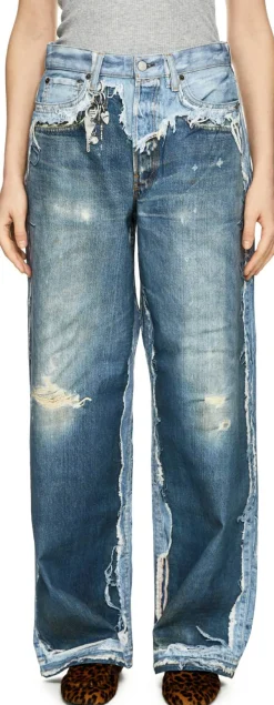Wide-Leg Jeans Mittelblau