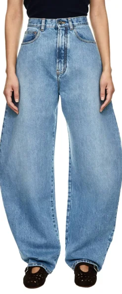 Wide-Leg Jeans Mittelblau