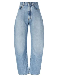 Wide-Leg Jeans Mittelblau