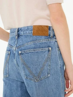 Wide-Leg-Jeans 'Palazzo' Mittelblau