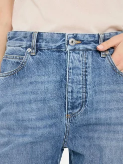 Wide-Leg-Jeans 'Palazzo' Mittelblau