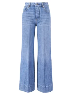 Wide-Leg-Jeans 'Palazzo' Mittelblau