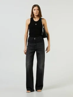Wide-Leg Jeans Schwarz