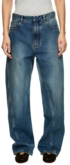 Wide-Leg-Jeans 'Twisted' Mittelblau
