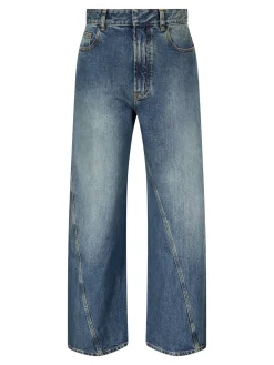 Wide-Leg-Jeans 'Twisted' Mittelblau