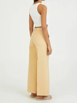 Wide-Leg Stoffhose Gelb