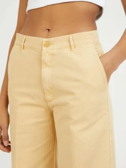Wide-Leg Stoffhose Gelb