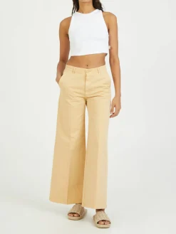 Wide-Leg Stoffhose Gelb