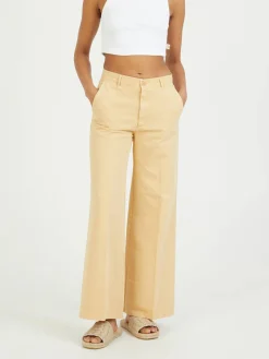 Wide-Leg Stoffhose Gelb
