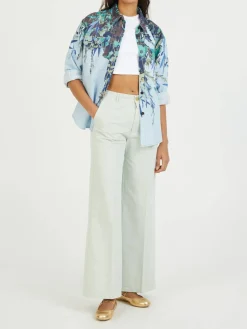 Wide-Leg Stoffhose Hellgrün