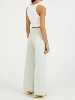 Wide-Leg Stoffhose Hellgrün