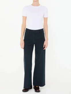 Wide-Leg Stoffhose 'Megan' aus Baumwolle Marineblau