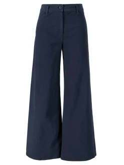 Wide-Leg Stoffhose 'Megan' aus Baumwolle Marineblau