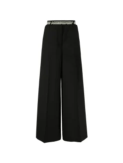 Wide-Leg-Stoffhose Schwarz