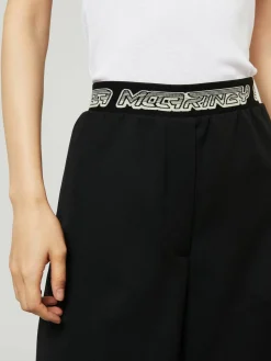 Wide-Leg-Stoffhose Schwarz