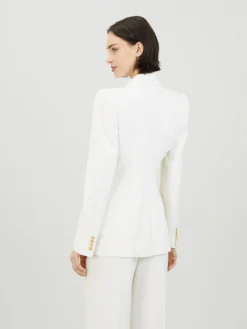 Wollblazer mit Schulterpolster Crème