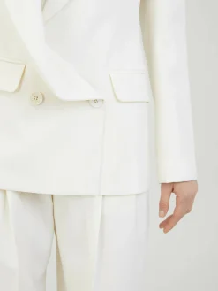 Wollblazer mit Schulterpolster Crème