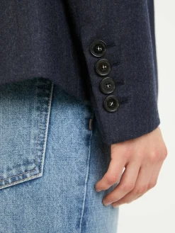 Wollblazer mit Schulterpolster Marineblau