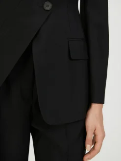 Wollblazer mit Schulterpolstern Schwarz