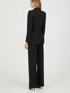 Wollblazer mit Schulterpolstern Schwarz