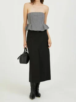 Woll-Bustier-Top Grau