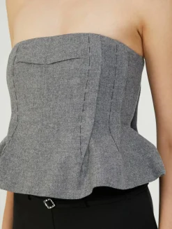 Woll-Bustier-Top Grau
