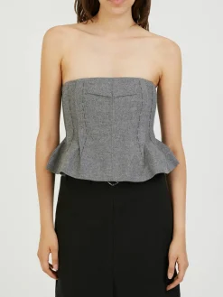 Woll-Bustier-Top Grau