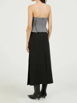 Woll-Bustier-Top Grau
