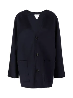 Woll-Cashmere Doubleface-Jacke Marineblau