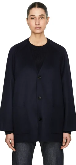 Woll-Cashmere Doubleface-Jacke Marineblau