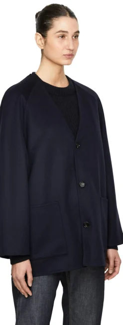 Woll-Cashmere Doubleface-Jacke Marineblau