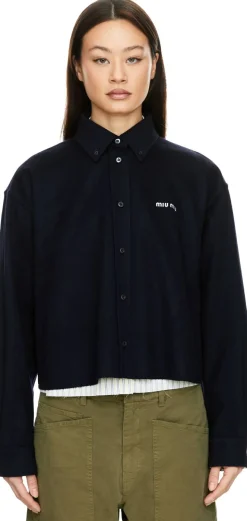Woll-Cashmere-Hemd Marineblau