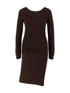 Woll-Cashmere-Kleid mit Raffungen Dunkelbraun