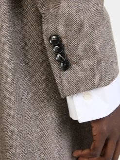 Woll-Cashmere-Mantel mit Fischgrätmuster Braun