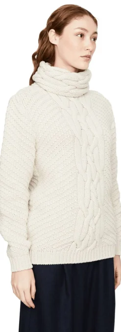 Woll-Cashmere-Pullover mit Rollkragen Beige