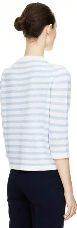 Woll-Cashmere-Pullover mit Streifen Hellblau