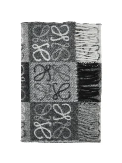 Woll-Cashmere-Schal mit Schachbrettmuster Grau