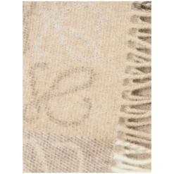 Woll-Cashmere-Schal mit Schachbrettmuster Beige