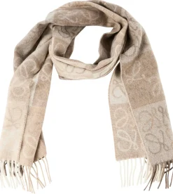 Woll-Cashmere-Schal mit Schachbrettmuster Beige