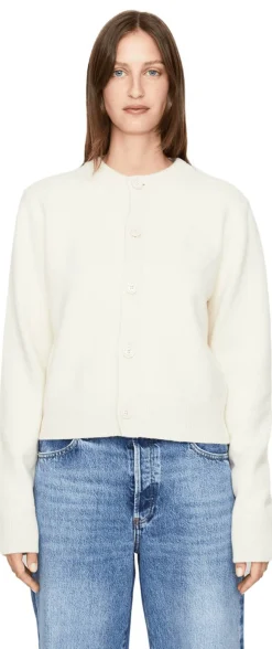 Woll-Cashmere-Strickjacke Crème