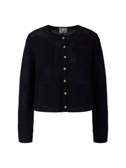 Woll-Cashmere-Strickjacke Marineblau
