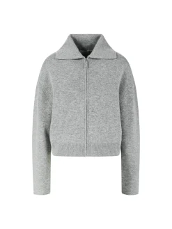 Woll-Cashmere-Strickjacke mit Reißverschluss Grau
