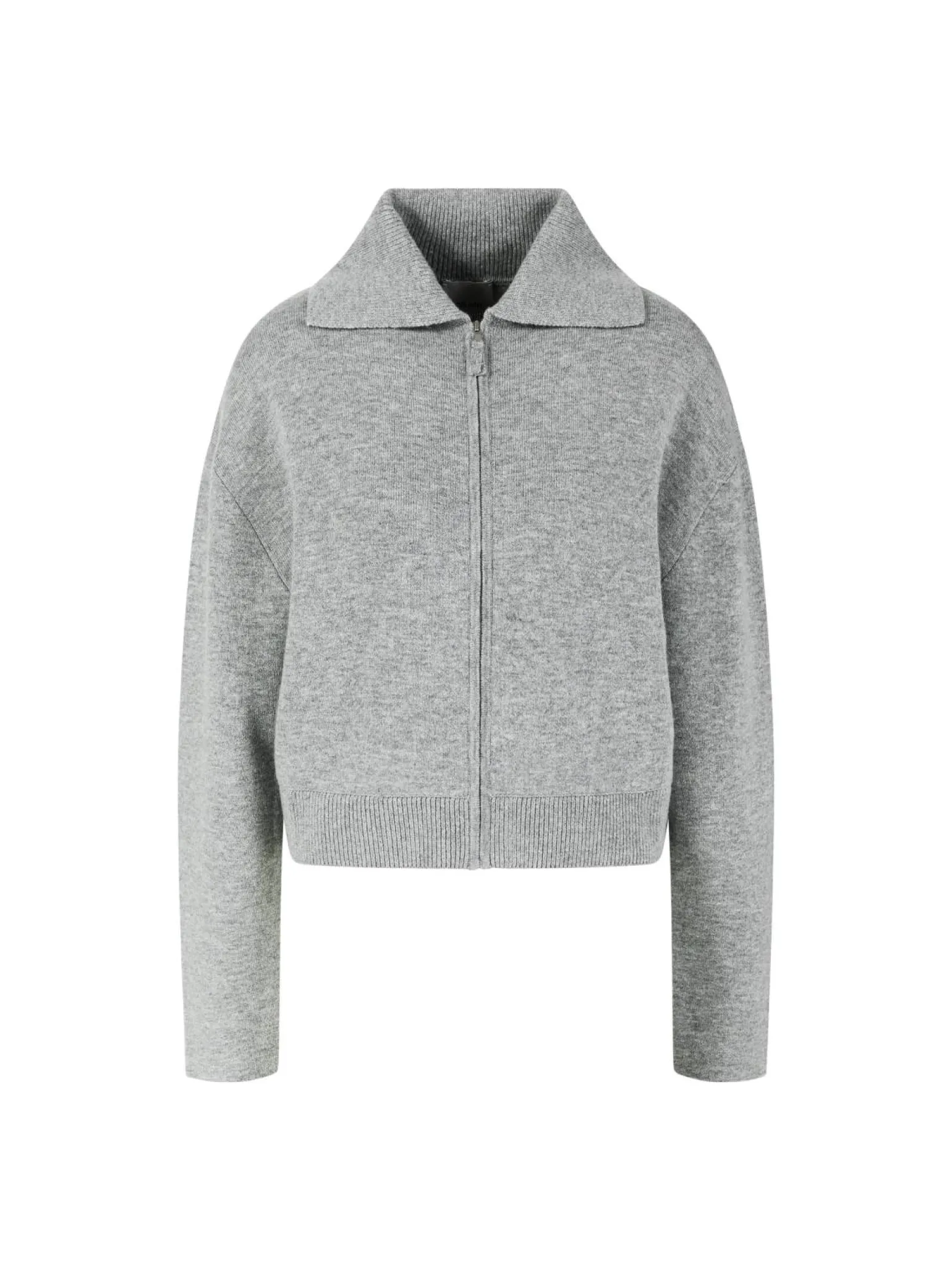 Woll-Cashmere-Strickjacke mit Reißverschluss Grau