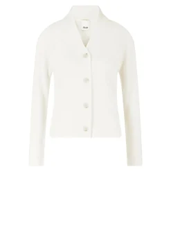 Woll-Cashmere-Strickjacke mit V-Ausschnitt Weiß