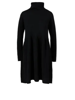 Woll-Cashmere-Strickkleid mit Rollkragen Schwarz
